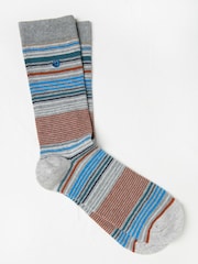 FatFace Grey Men's Striped Socks - Image 1 of 2