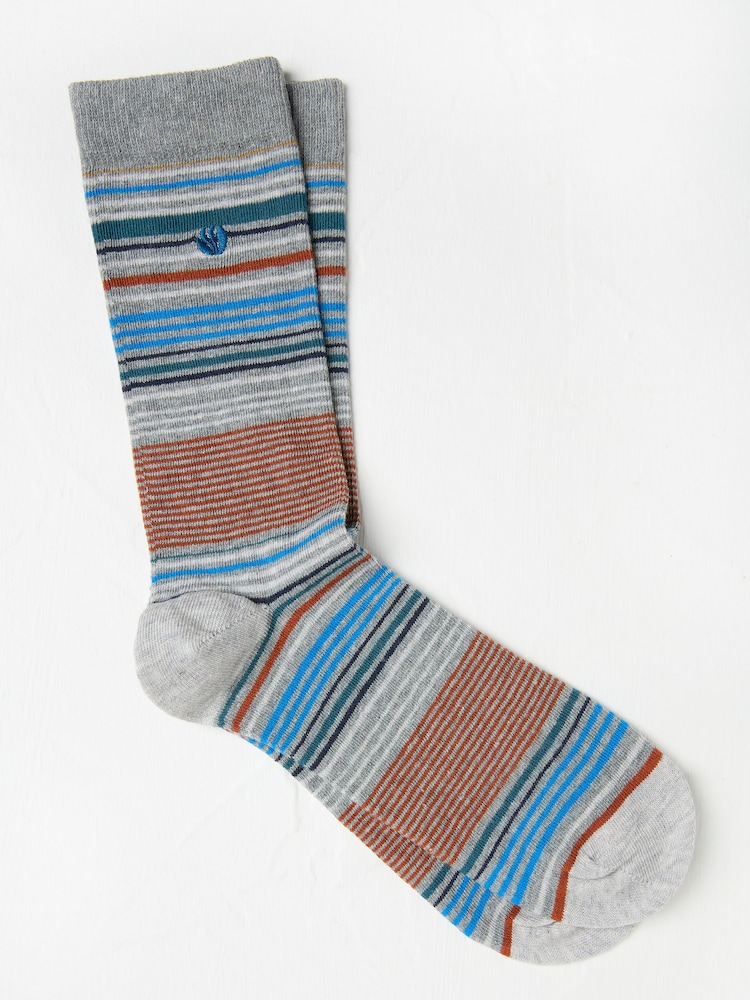 FatFace Grey Men's Striped Socks - Image 1 of 2