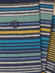 FatFace Navy Blue & Yellow Men's Striped Socks - Image 2 of 2