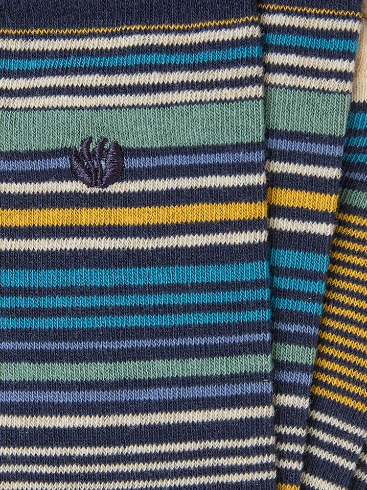 FatFace Navy Blue & Yellow Men's Striped Socks - Image 2 of 2