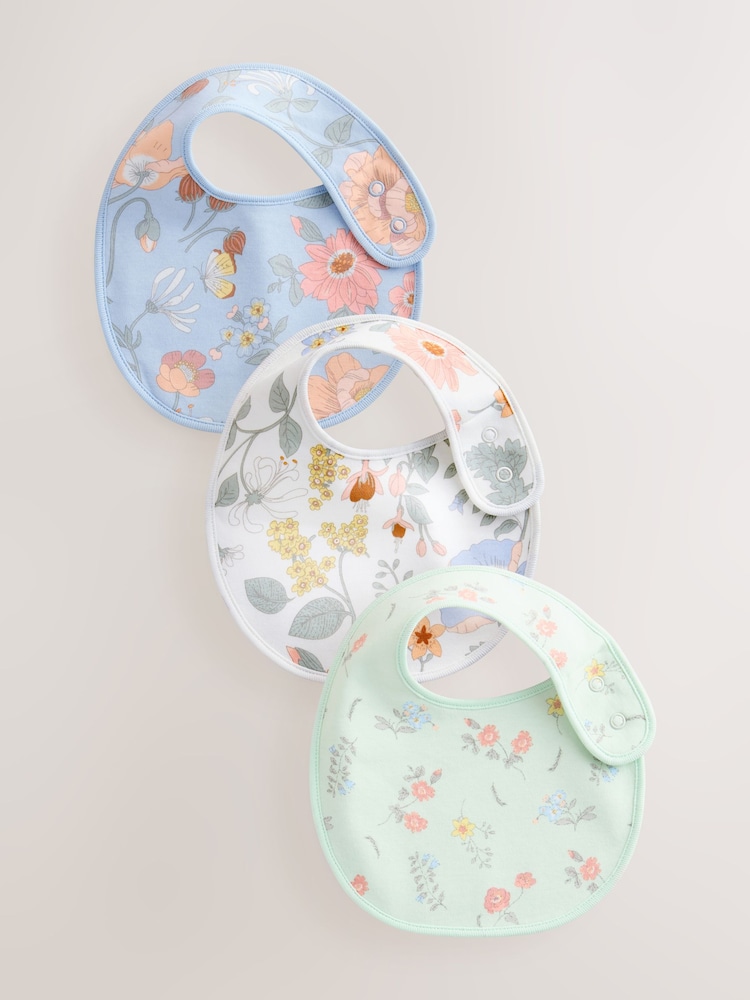 Blau mit floralem Muster - Print Baby-Lätzchen im 3er-Pack - Bild 1 von 6 Blau mit floralem Muster - Print Baby-Lätzchen im 3er-Pack - Bild 1 von 6