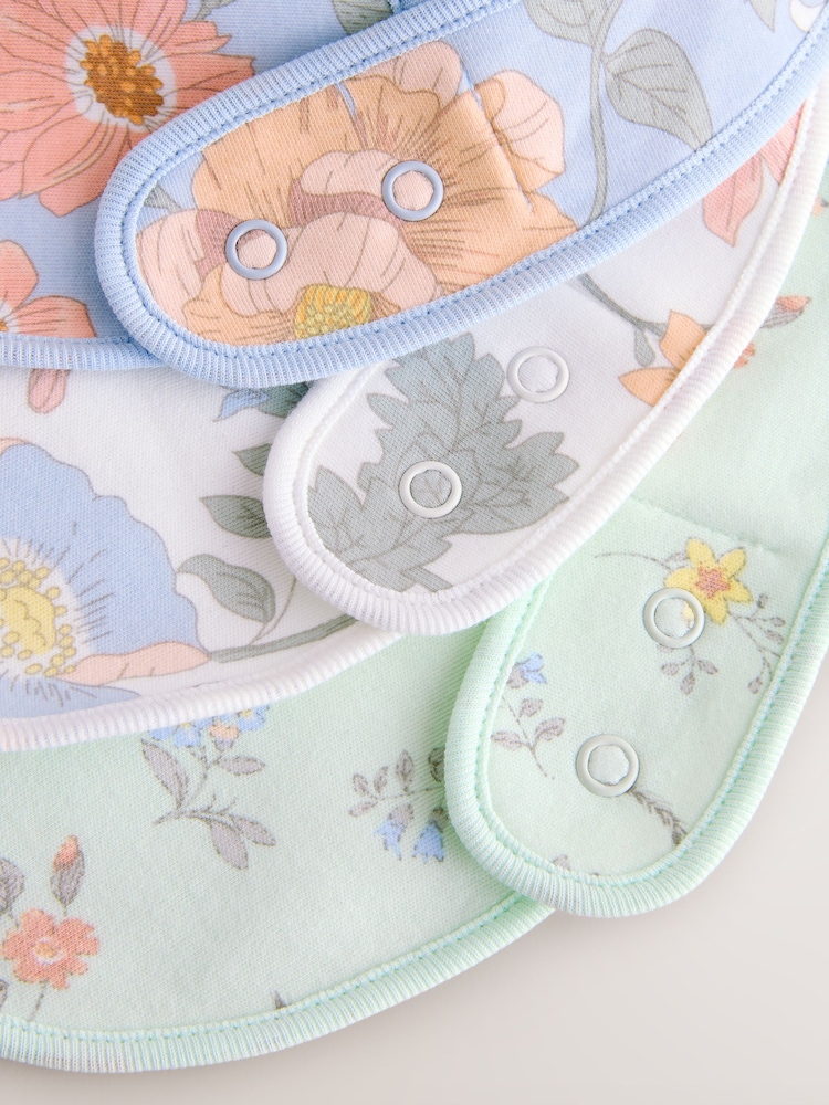 Floral bleu - Lot de 3 bavoirs imprimés bébé - Image 5 of 6