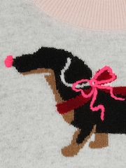 Reiss Grey Yoshy 9-13 yrs Wool-Blend Dachshund Intarsia Jumper With Cashmere - Image 4 of 4