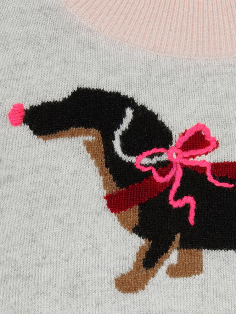 Reiss Grey Yoshy 9-13 yrs Wool-Blend Dachshund Intarsia Jumper With Cashmere - Image 4 of 4