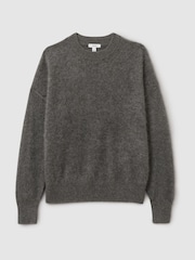 Reiss Charcoal Misha 100% Brushed Cashmere Crew Neck Jumper - Image 2 of 5