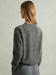 Reiss Charcoal Misha 100% Brushed Cashmere Crew Neck Jumper - Image 4 of 5