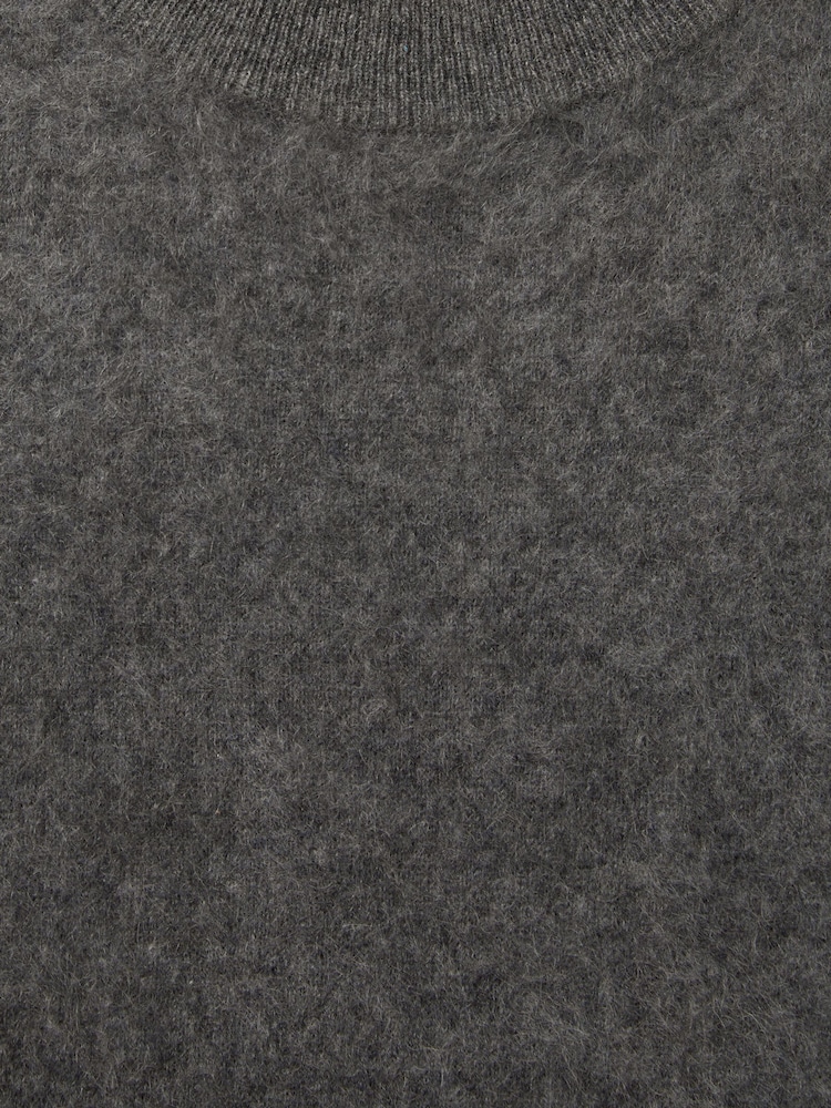Reiss Charcoal Misha 100% Brushed Cashmere Crew Neck Jumper - Image 5 of 5