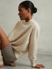 Reiss Neutral Misha 100% Brushed Cashmere Crew Neck Jumper - Image 1 of 6