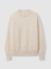 Reiss Neutral Misha 100% Brushed Cashmere Crew Neck Jumper - Image 2 of 6