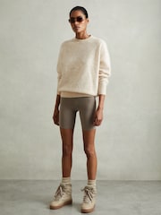 Reiss Neutral Misha 100% Brushed Cashmere Crew Neck Jumper - Image 5 of 6