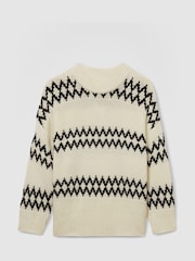 Reiss Cream/Black Ivy Wool-Blend Fairisle Pattern Jumper - Image 2 of 6