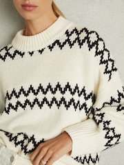 Reiss Cream/Black Ivy Wool-Blend Fairisle Pattern Jumper - Image 4 of 6