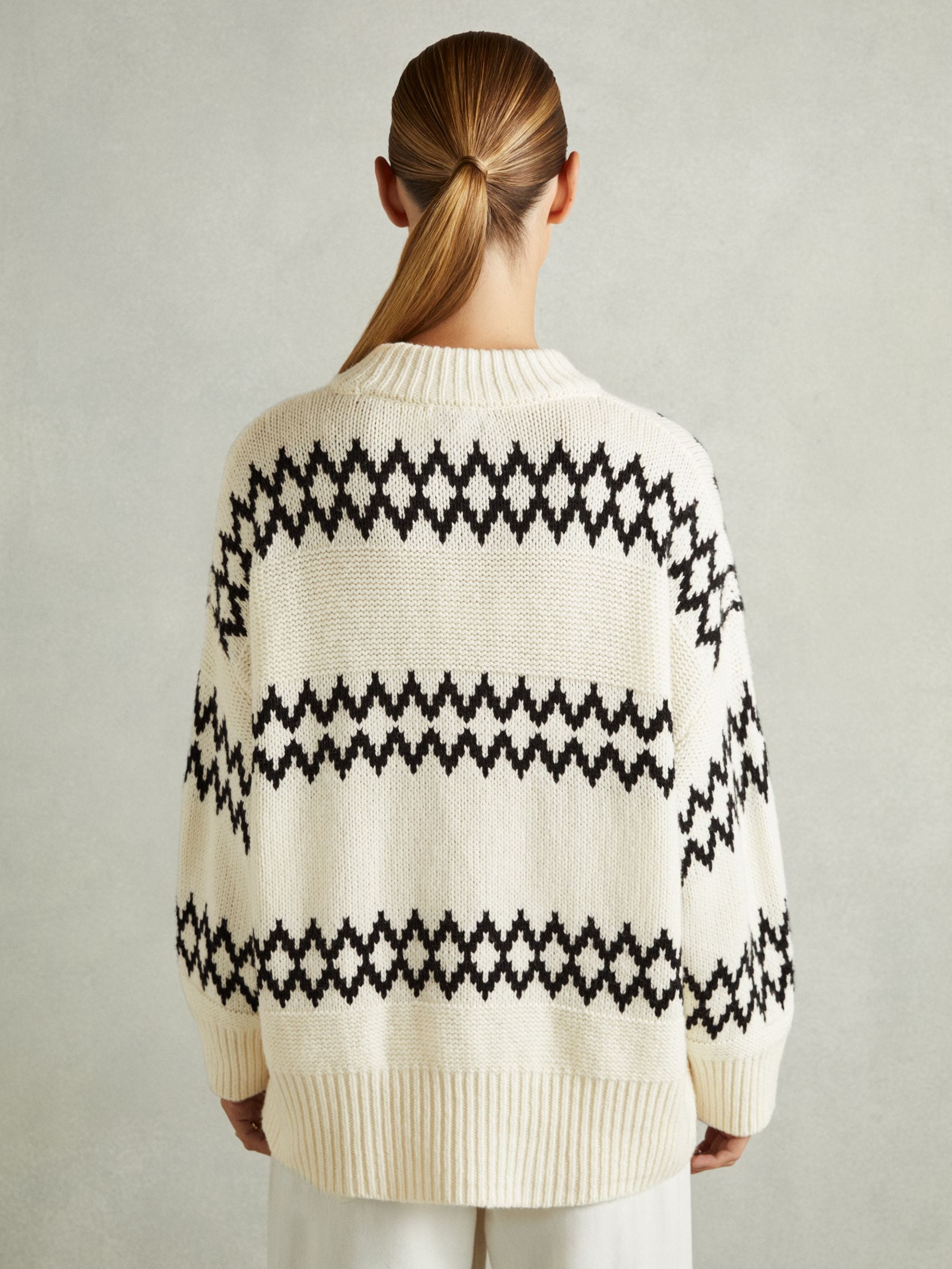 Buy Reiss Cream/Black Ivy Wool-Blend Fairisle Pattern Jumper from