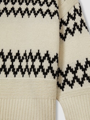 Reiss Cream/Black Ivy Wool-Blend Fairisle Pattern Jumper - Image 6 of 6