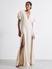 Reiss Ivory Leena Atelier Zipped Maxi Dress with Virgin Wool - Image 4 of 6