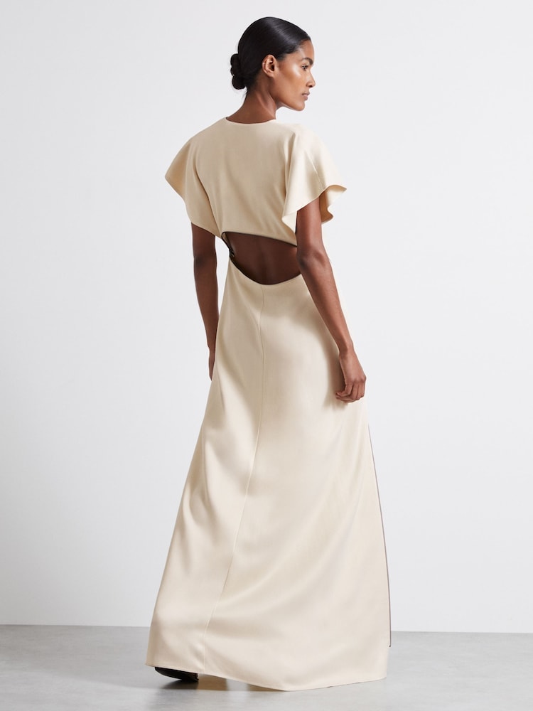 Reiss Ivory Leena Atelier Zipped Maxi Dress with Virgin Wool - Image 5 of 6