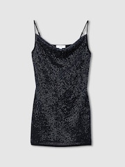 Reiss Keeva Cowl-Neck Beaded Mini Dress - Image 2 of 5