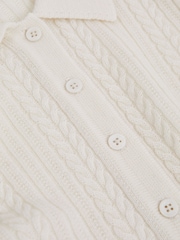 Reiss Cream Jade Wool Cable Knit Polo Neck Jumper - Image 6 of 6