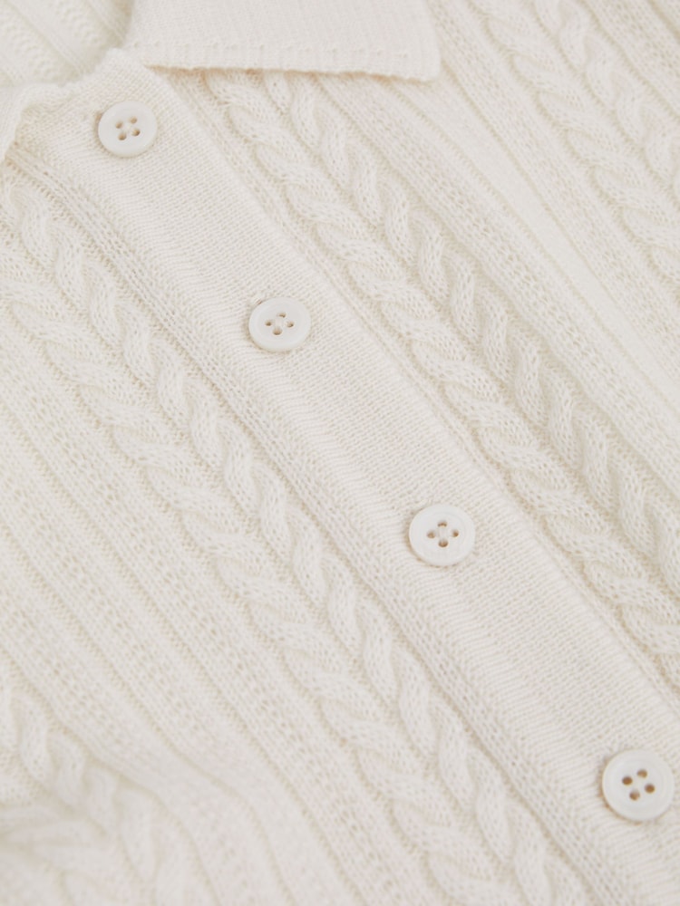 Reiss Cream Jade Wool Cable Knit Polo Neck Jumper - Image 6 of 6