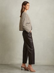 Reiss Brown Luna Cropped Wool Blend Tweed Jacket - Image 3 of 6