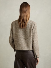 Reiss Brown Luna Cropped Wool Blend Tweed Jacket - Image 5 of 6