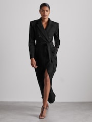 Reiss Black Ophelia Atelier Cotton-Blend Tailored Dress - Image 1 of 5