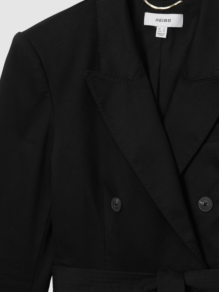 Reiss Black Ophelia Atelier Cotton-Blend Tailored Dress - Image 5 of 5