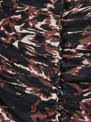 Reiss Black Carolina Jersey Ruched Abstract-Print Midi Dress - Image 6 of 6