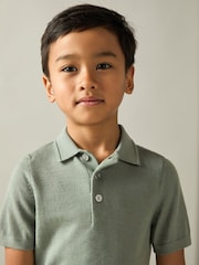 Reiss Herb Green Manor 3-9 yrs Merino Polo Shirt - Image 1 of 4