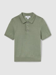 Reiss Herb Green Manor 3-9 yrs Merino Polo Shirt - Image 2 of 4