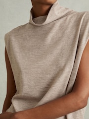 Reiss Neutral Hester Petite Knitted Wool-Cashmere Blouson Top Midi Dress - Image 4 of 6