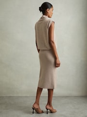 Reiss Neutral Hester Petite Knitted Wool-Cashmere Blouson Top Midi Dress - Image 5 of 6