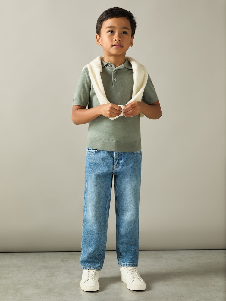 Reiss Herb Green Manor 9-13 yrs Merino Polo Shirt - Image 1 of 4