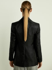Reiss Black Minnie Single-Breasted Lamé-Stripe Tuxedo Jacket - Image 5 of 8