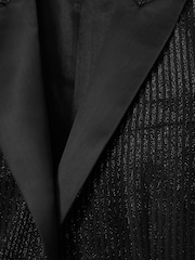Reiss Black Minnie Single-Breasted Lamé-Stripe Tuxedo Jacket - Image 8 of 8