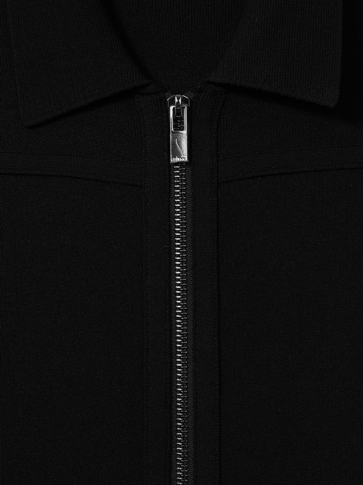 Reiss Black Nala Knitted Zip-Front Mini Dress - Image 6 of 6 Reiss Black Nala Knitted Zip-Front Mini Dress - Image 6 of 6