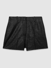 Pantalones cortos de esmoquin con diseño de rayas de lamé en tejido de sarga Minnie de Reiss - Imagen 2 de 6