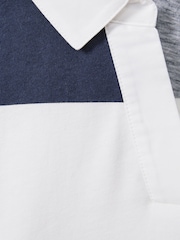 Reiss Navy Abigail 9-13 yrs Oversized Cotton Striped Open-Collar Rugby Top - Image 4 of 4