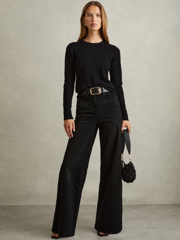 Reiss Black Ameria Palazzo Jeans - Image 1 of 6