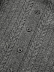 Reiss Charcoal Jade Wool Cable Knit Polo Neck Jumper - Image 6 of 6