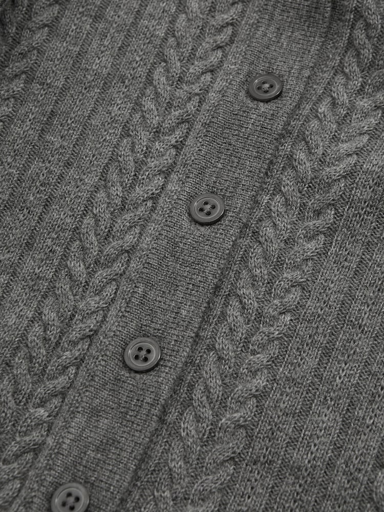 Reiss Charcoal Jade Wool Cable Knit Polo Neck Jumper - Image 6 of 6