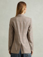Reiss Natural Check Dora Wool Blend Checked Single Breasted Blazer - Image 5 of 6