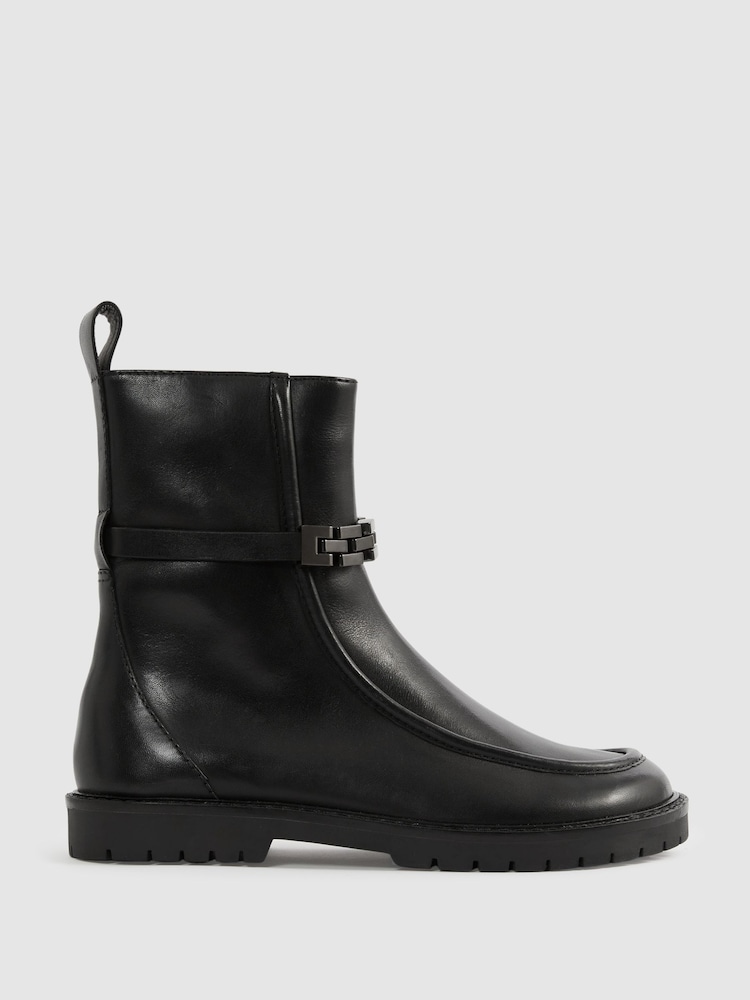 Botines de piel con correas de cadena Safia de Reiss - Imagen 1 de 5