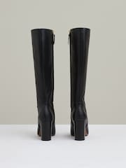 Reiss Black Bianca Block Heel Knee High Boots - Image 5 of 6