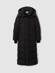 Reiss Black Dalby Petite Longline Hooded Puffer Coat - Image 2 of 9