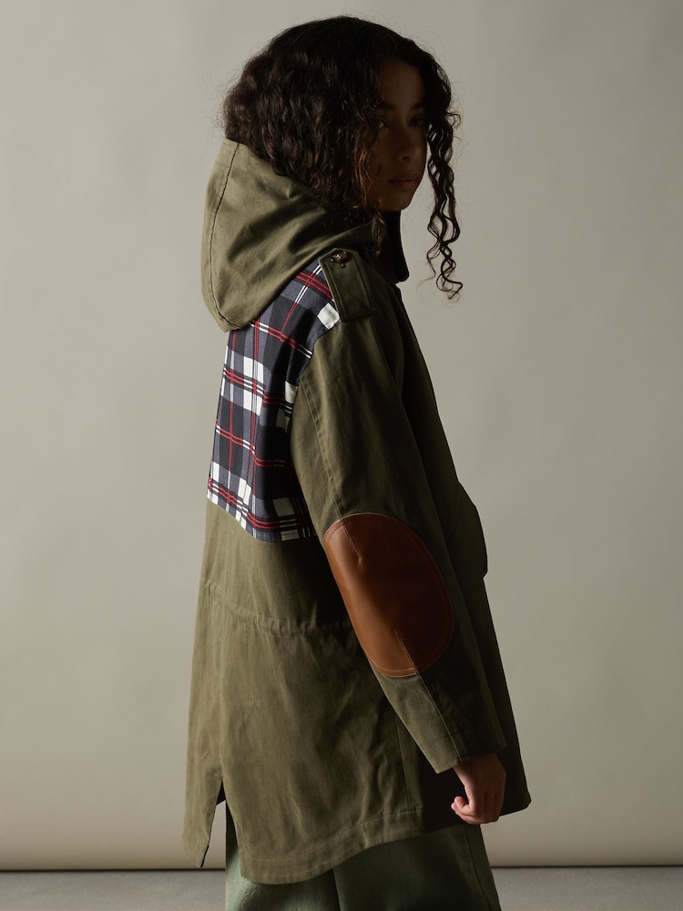 Reiss Khaki Karmie 9-13 yrs Cotton-Blend Gabardine Utility Coat - Image 4 of 5