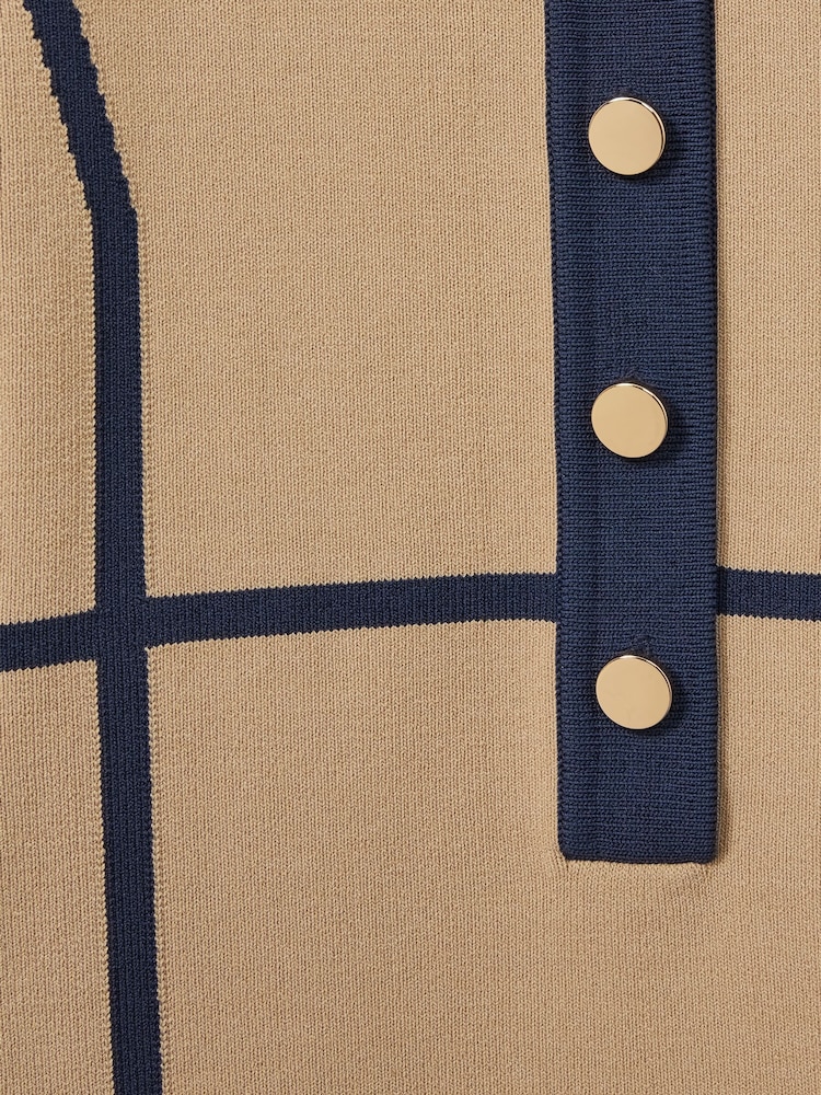 Reiss Camel Nic 9-13 yrs Panel-Intarsia Jersey Dress - Image 4 of 4