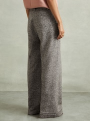 Reiss Grey Belle Textured Wool Blend Wide Leg Suit Trousers - Image 5 of 6
