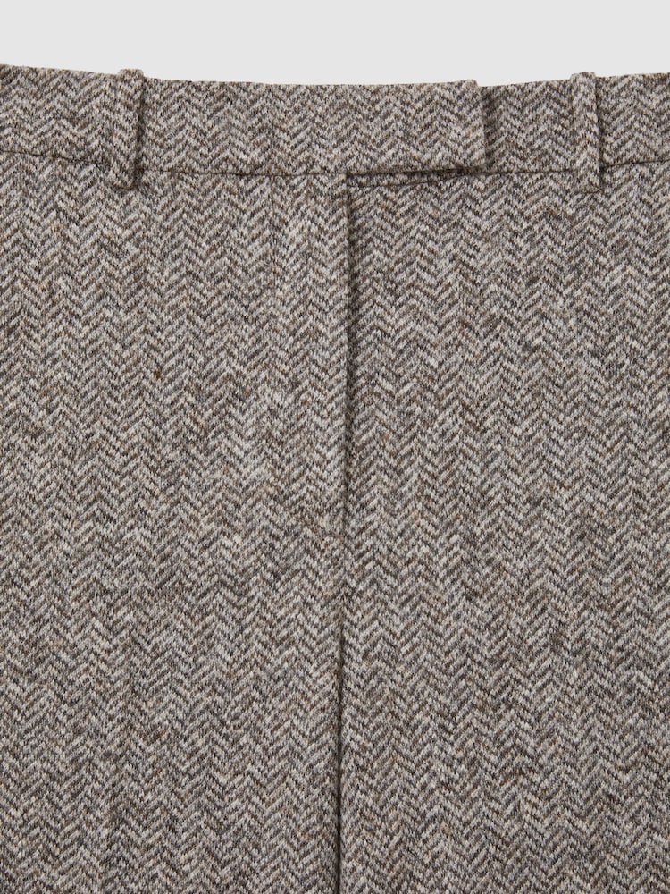 Reiss Grey Belle Textured Wool Blend Wide Leg Suit Trousers - Image 6 of 6