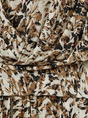 Reiss Khaki/Cream Jala Wool-Blend Floral-Print Jersey Dress - Image 6 of 6